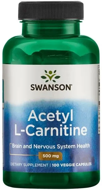 Swanson - Acetyl L-Karnityna, 500mg, 100 vkaps