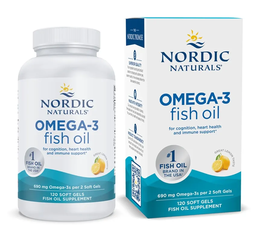 Nordic Naturals - Omega-3, 690mg, Cytryna, 120 kapsułek miękkich