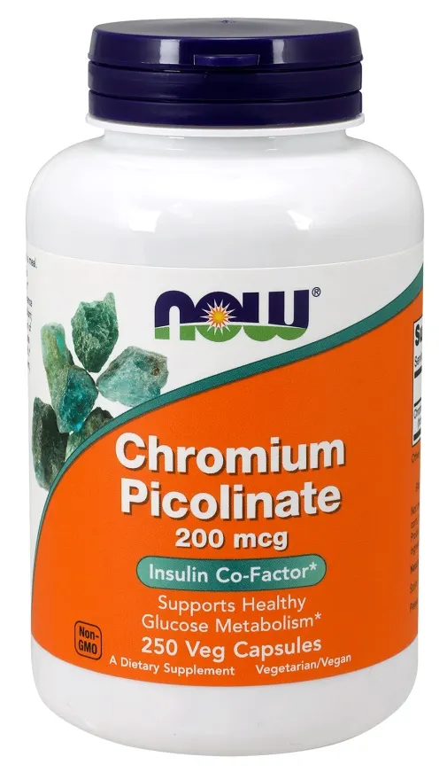 NOW Foods - Pikolinian Chromu, Chromium Picolinate, 200mcg, 250 kapsułek