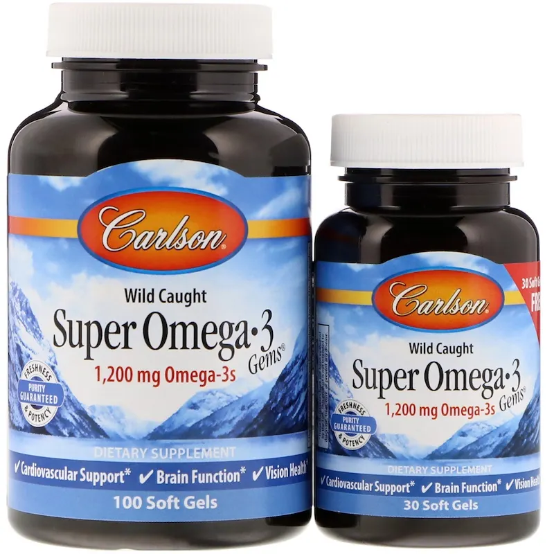 Carlson Labs - Super Omega-3 1200mg, Wild Caught, 100 + 30 kapsułek miękkich