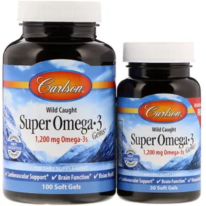 Carlson Labs - Super Omega-3 1200mg, Wild Caught, 100 + 30 kapsułek miękkich
