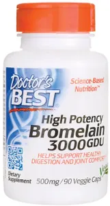 Doctor's Best - Bromelaina o Wysokiej Mocy, 3000 GDU, 500mg, 90 vkaps