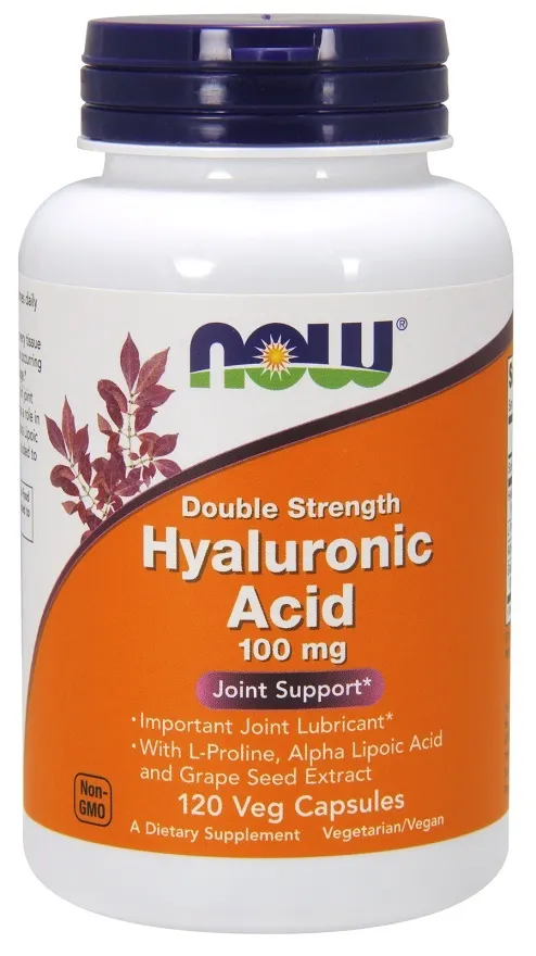 NOW Foods - Kwas Hialuronowy, Hyaluronic Acid, 100mg, , 120 vkaps