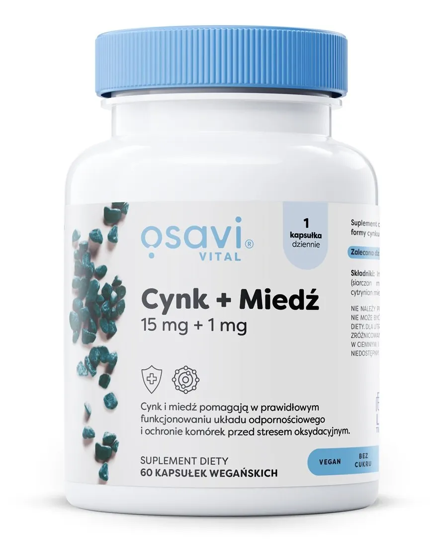 Osavi - Cynk + Miedź, 15mg + 1mg, 60 vkaps