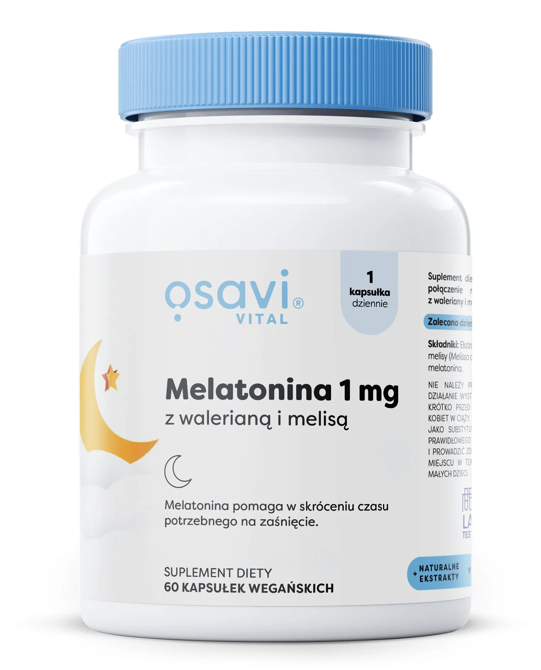 Osavi - Melatonina z Walerianą i Melisą, 1mg, 60 vkaps