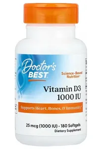 Doctor's Best - Witamina D-3, 1000 IU, 180 kapsułek miękkich
