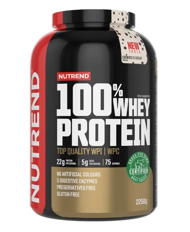 Nutrend - Odżywka Białkowa 100% Whey Protein, Cookies & Cream, Proszek 2250g