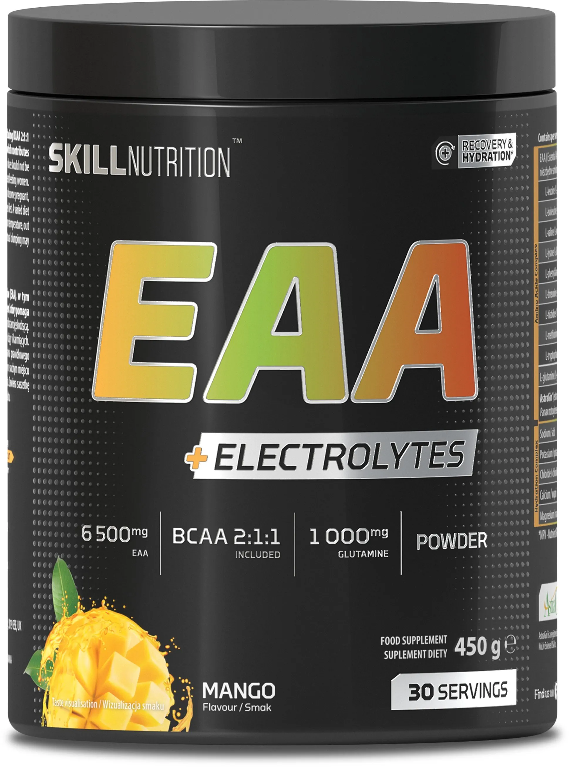 Skill Nutrition - Aminokwasy EAA + Elektrolity, Mango, 450g