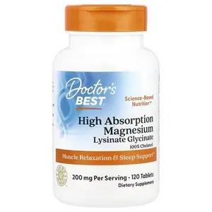 Doctor's Best - High Absorption Magnesium, Chelat Magnezu, 100mg, 120 tabletek