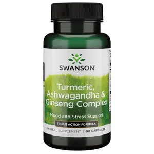 Swanson - Turmeric, Ashwagandha & Ginseng Complex - Kurkuma, Ashwaganda, Żeń-Szeń, 60 kaps