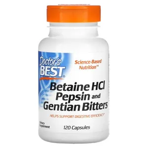 Doctor's Best - Betaina HCL + Pepsyna, 120 kapsułek