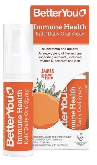 BetterYou - Immune Health Kid's Daily Oral Spray, Malina, Winogrono, Pomarańcza, Spray, 25 ml