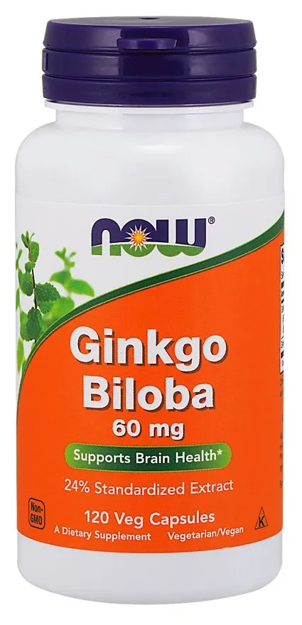 NOW Foods - Ginkgo Biloba, Miłorząb Dwuklapowy, 60mg, 120 vkaps