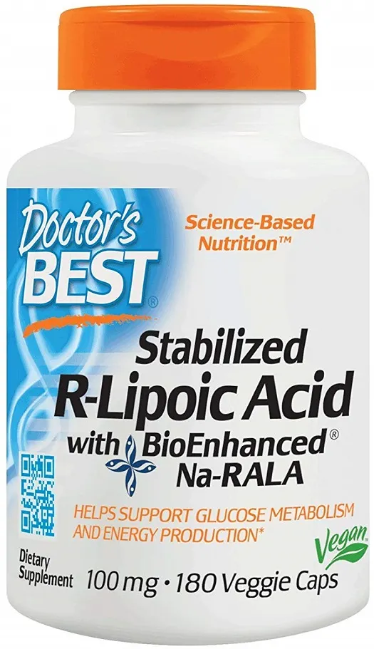 Doctor's Best - Kwas R-Liponowy + BioEnhanced Na-RALA, 100mg, 180 vkaps