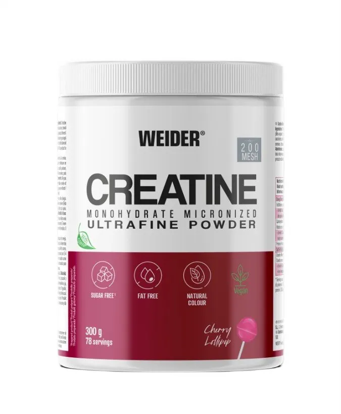Weider - Kreatyna, Mikronizowany Monohydrat, Cherry Lollipop, Proszek 300 g