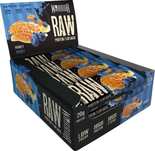 Warrior - Raw Protein Flapjack, Miód Jagodowy, 12 batonów