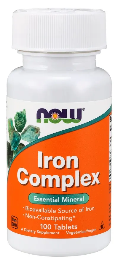 NOW Foods - Żelazo, Iron Complex, 100 tabletek
