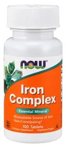 NOW Foods - Żelazo, Iron Complex, 100 tabletek