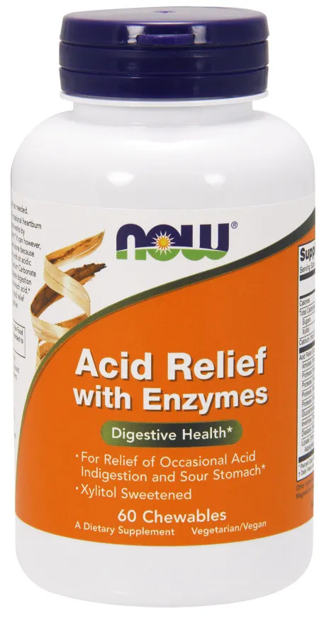 NOW Foods - Acid Relief + Enzymes, Regulator Kwasowości + Enzymy  60 żelek