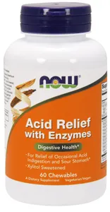 NOW Foods - Acid Relief + Enzymes, Regulator Kwasowości + Enzymy 60 żelek