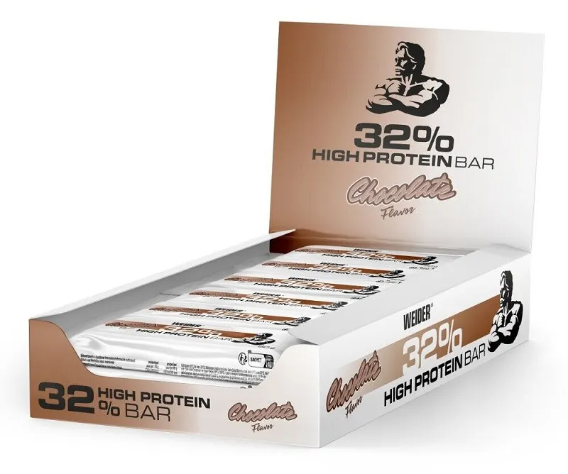 Weider - 32% High Protein Bar, Baton Proteinowy, Chocolate, 12 Batonów x 60g