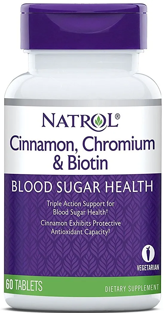 Natrol - Cynamon, Biotyna, Chrom, 60 tabletek