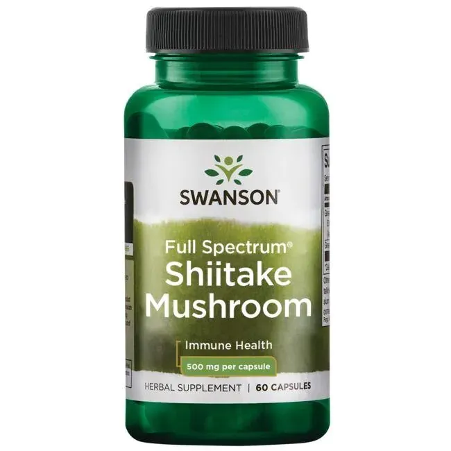 Swanson - Grzyby Shiitake, 500mg, 60 kapsułek