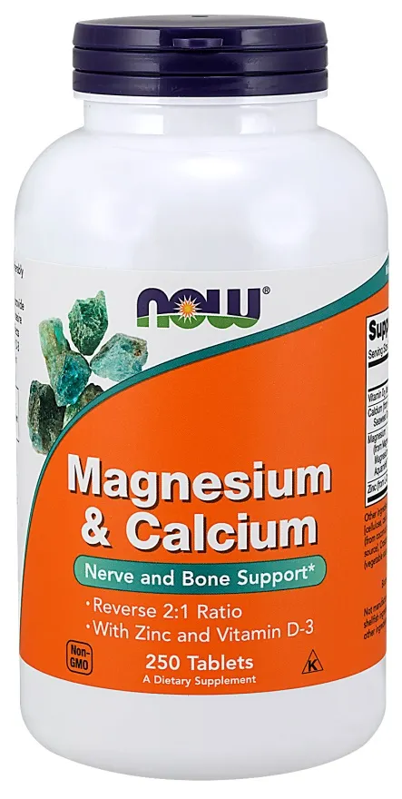 NOW Foods - Magnesium & Calcium + D3 + Zinc, 250 tabletek