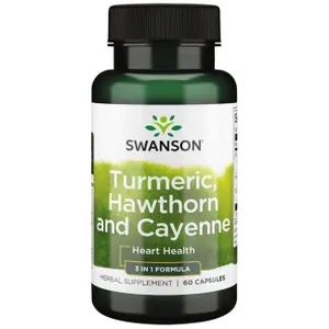 Swanson - Turmeric, Hawthorn & Cayenne (Kurkuma, Głóg, Pieprz Cayenne) , 60 kapsułek