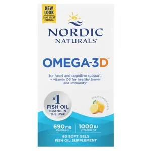 Nordic Naturals - Omega 3D, 690mg Omega 3 + Witamina D3, Cytryna, 60 kapsułek miękkich