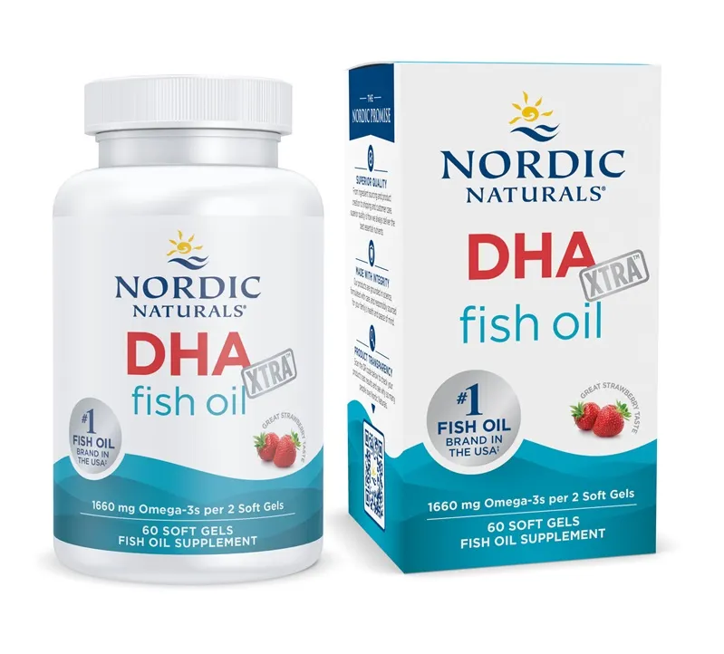 Nordic Naturals - DHA Xtra, 1660mg, Truskawka, 60 kapsułek miękkich