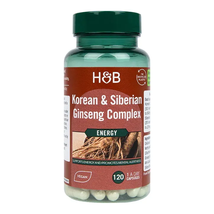 Holland & Barrett - Korean & Siberian Ginseng Complex, Żeń-szeń, 120 vcaps