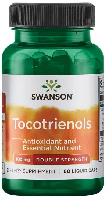 Swanson -Tokotrienole, 100mg, o Podwójnej Sile Działania, 60 kapsułek płynnych