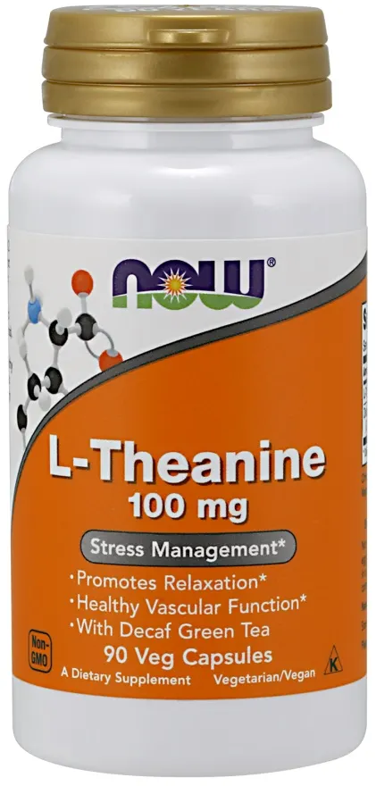 NOW Foods - L-Teanina, 100mg, z Zieloną Herbatą, 90 vkaps