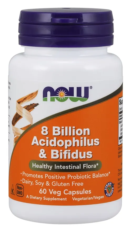 NOW Foods - 8 miliardów Acidophilus i Bifidus, 60 vkaps