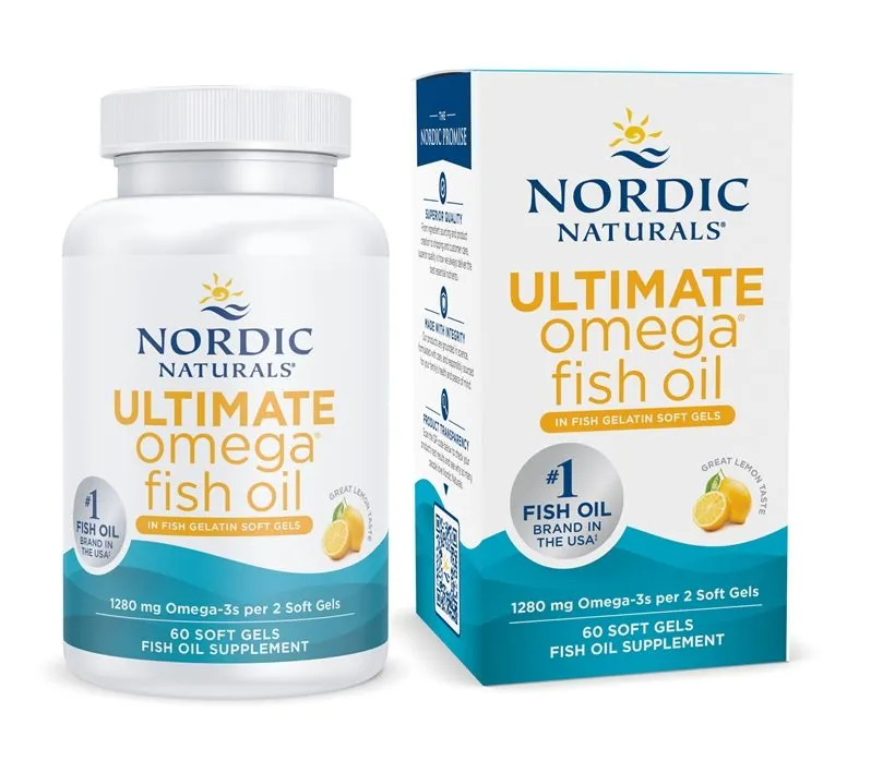 Nordic Naturals - Ultimate Omega w Żelatynie Rybiej, 1280mg, Cytryna, 60 kapsułek miękkich