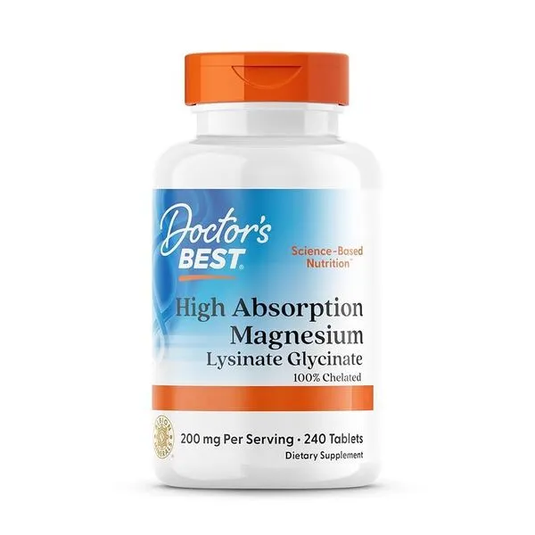 Doctor's Best - High Absorption Magnesium, Chelat Magnezu, 100mg, 240 tabletek
