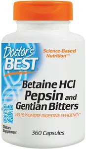 Doctor's Best - Betaina HCL z Pepsyną i Goryczką, 360 kapsułek