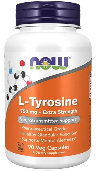 NOW Foods - L-Tyrozyna, Extra Strength 750mg, 90 vkaps