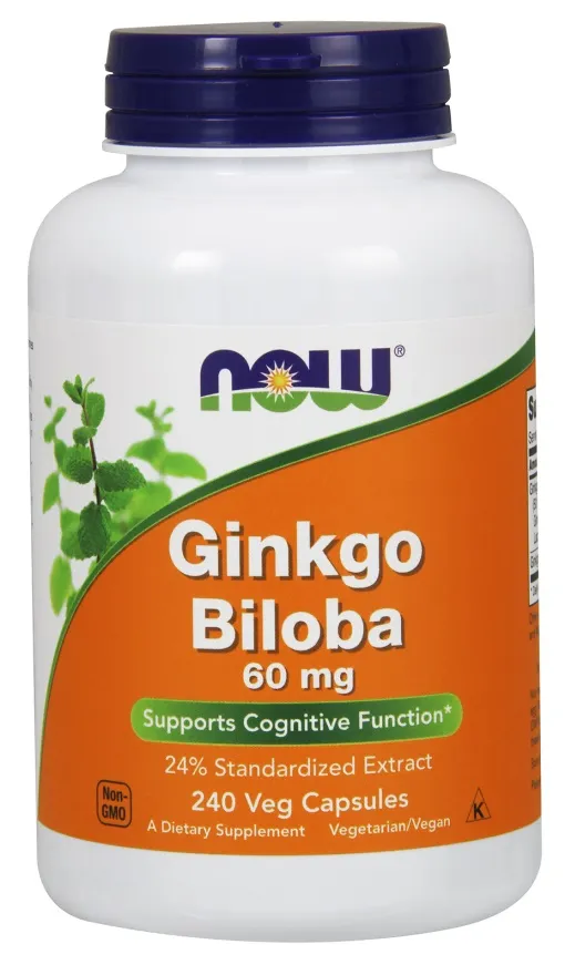 NOW Foods - Ginkgo Biloba, Miłorząb Dwuklapowy, 60mg, 240 vkaps